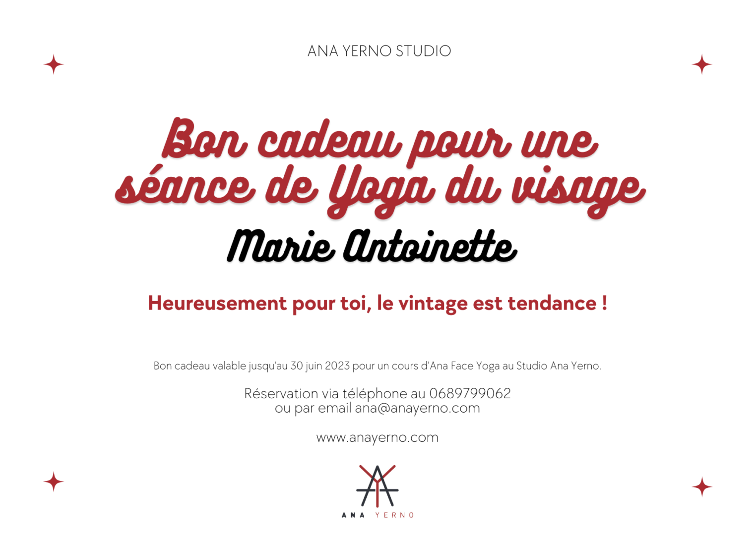 Bon cadeau pour une séance de yoga du visage