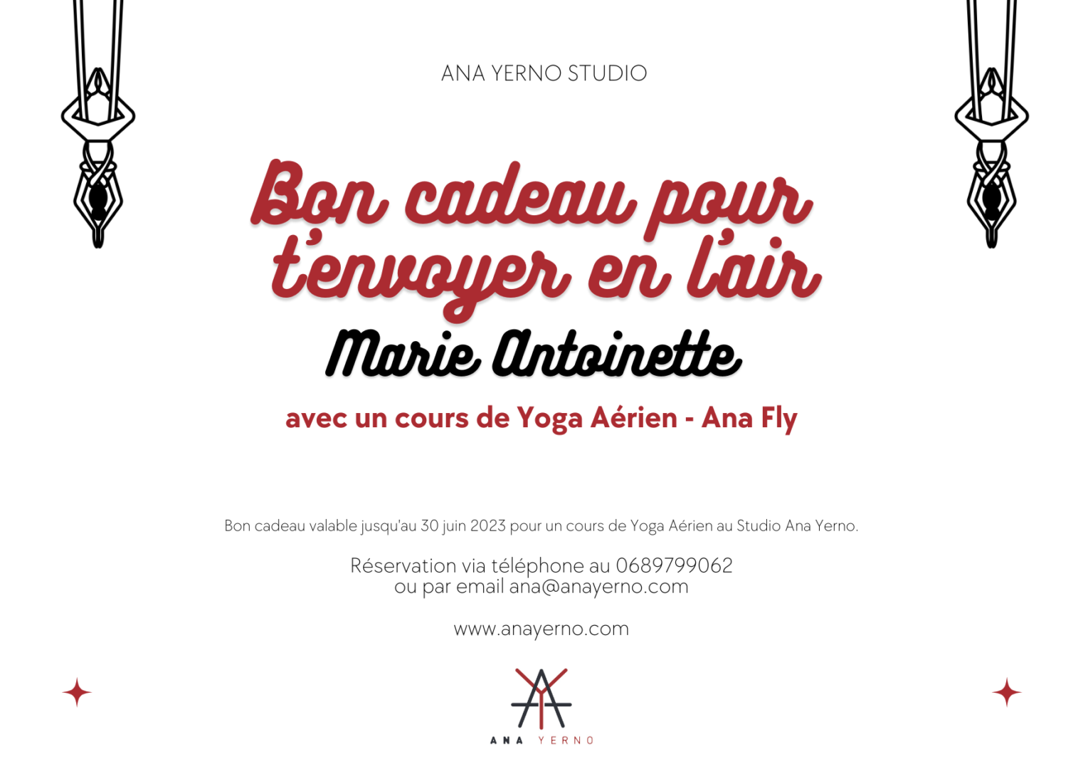 Bon cadeau pour un cours de yoga aérien